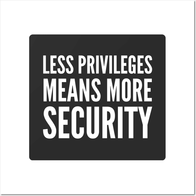 Cybersecurity Less Privileges Means More Security Black Background Wall Art by FSEstyle